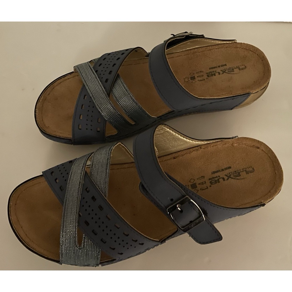 Spring Step Shoes Flexus Denia Women's Slide Sandals Blue Size 39 US 8.5